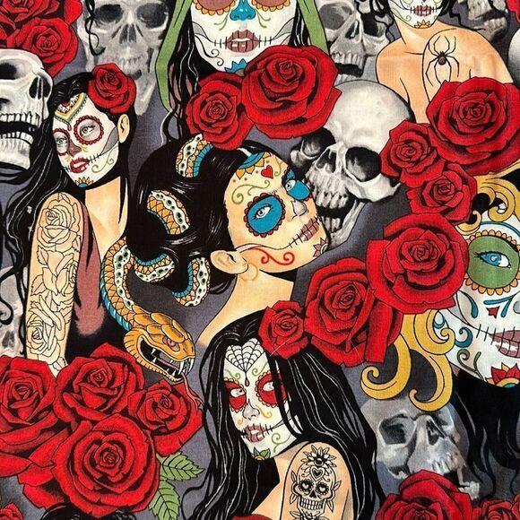 Tapestry Small Blanket Hand Embellished Sugar Skulls Cactus Hand Crocheted - Picture 7 of 11